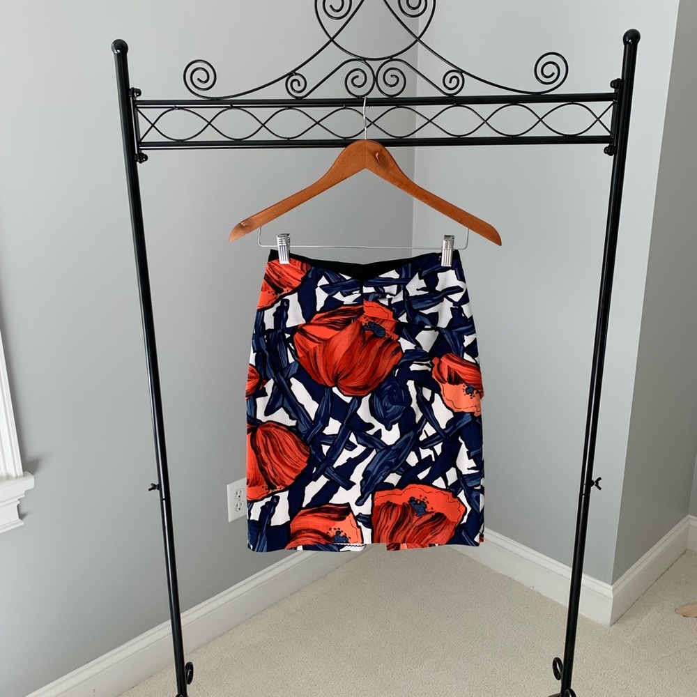 Coral & blue pencil skirt from Anthropologie